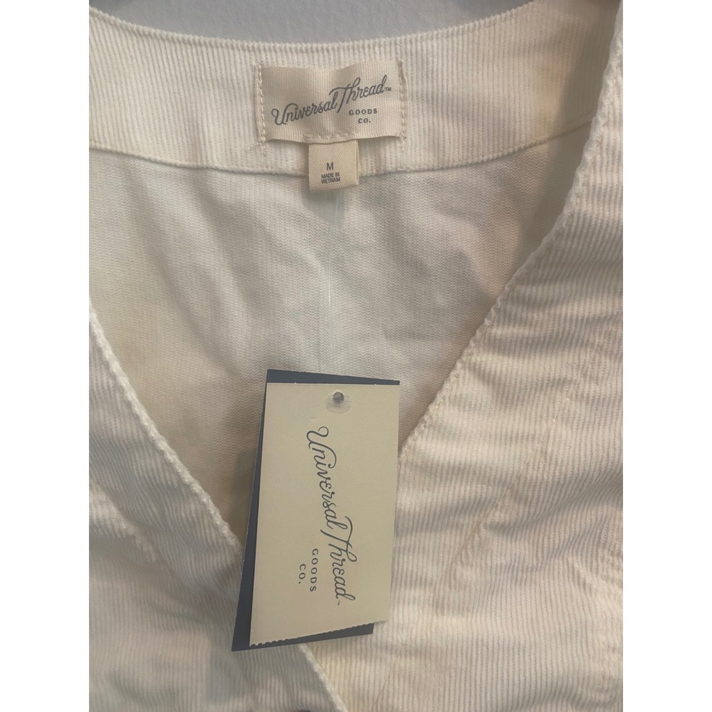 Universal Thread Womens Cream Corduroy Vest Button Front Waistcoat NWT Medium - Picture 2 of 5